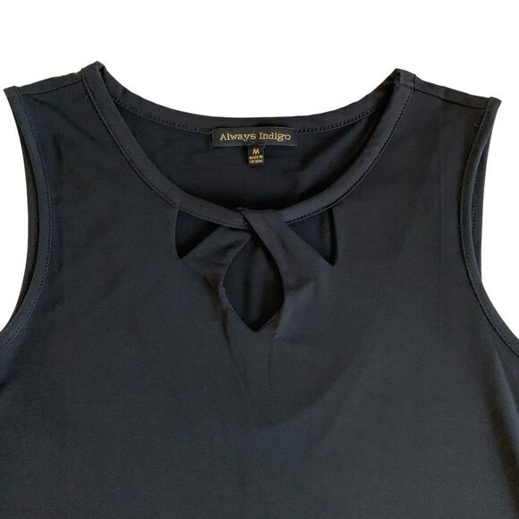Always Indigo Women’s Black Contemporary Keyhole Neck Tank Top Size Medium - Picture 2 of 8